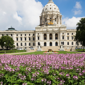 Minnesota Capitol building in spring