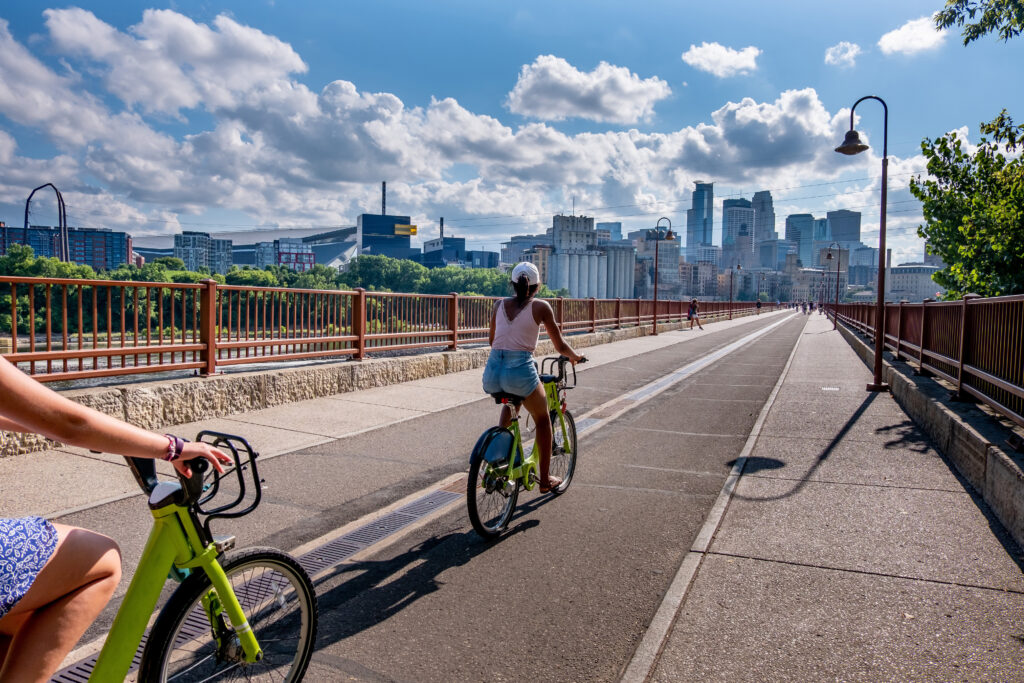 Riding on the stone arch bridge