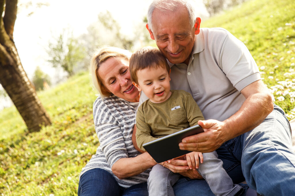 A stock image of a family reading a book